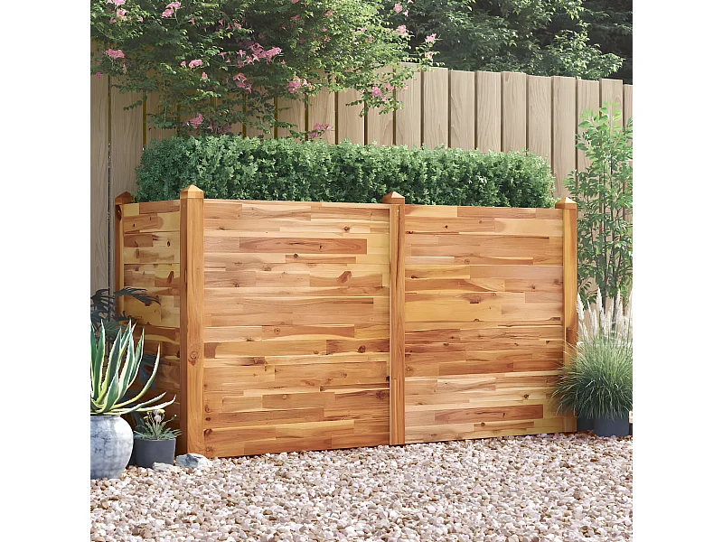 Jardinera arriate madera maciza acacia 160x60x84 cm ES28567