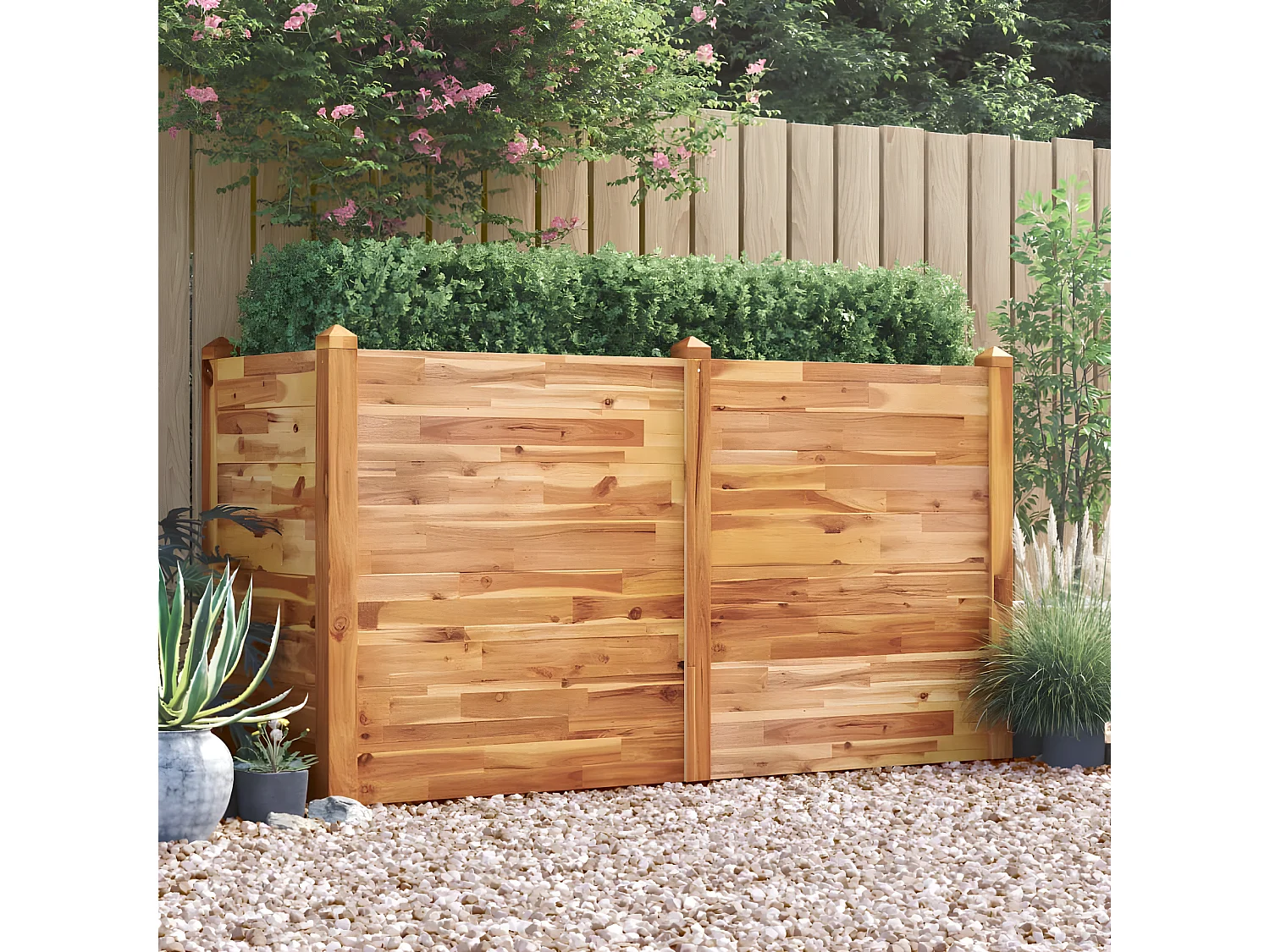 Jardinera arriate madera maciza acacia 160x60x84 cm ES28567