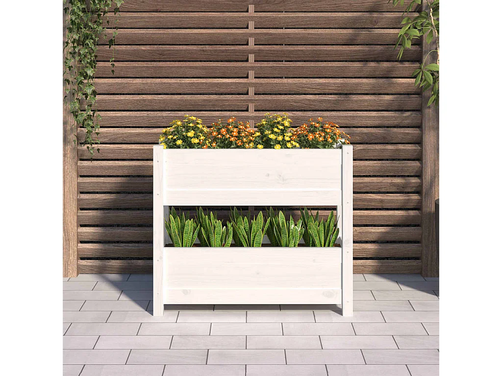 Jardinière Blanc 77x25x66 cm Bois massif de pin BE2735