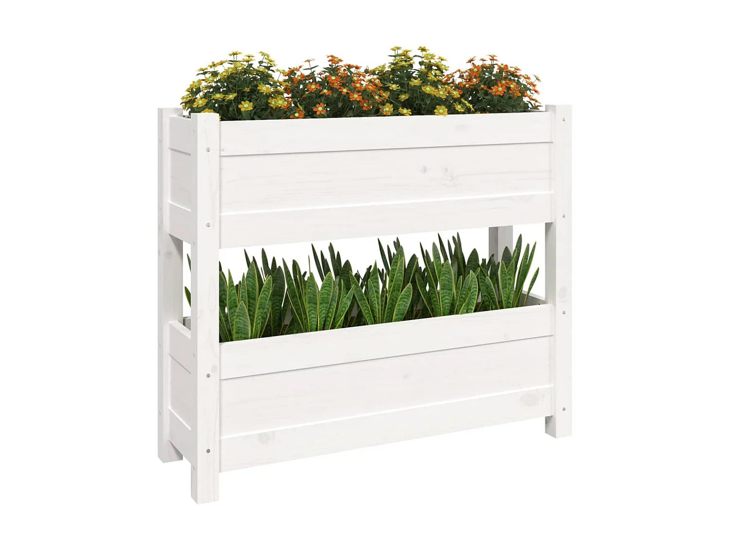 Jardinière Blanc 77x25x66 cm Bois massif de pin BE2735