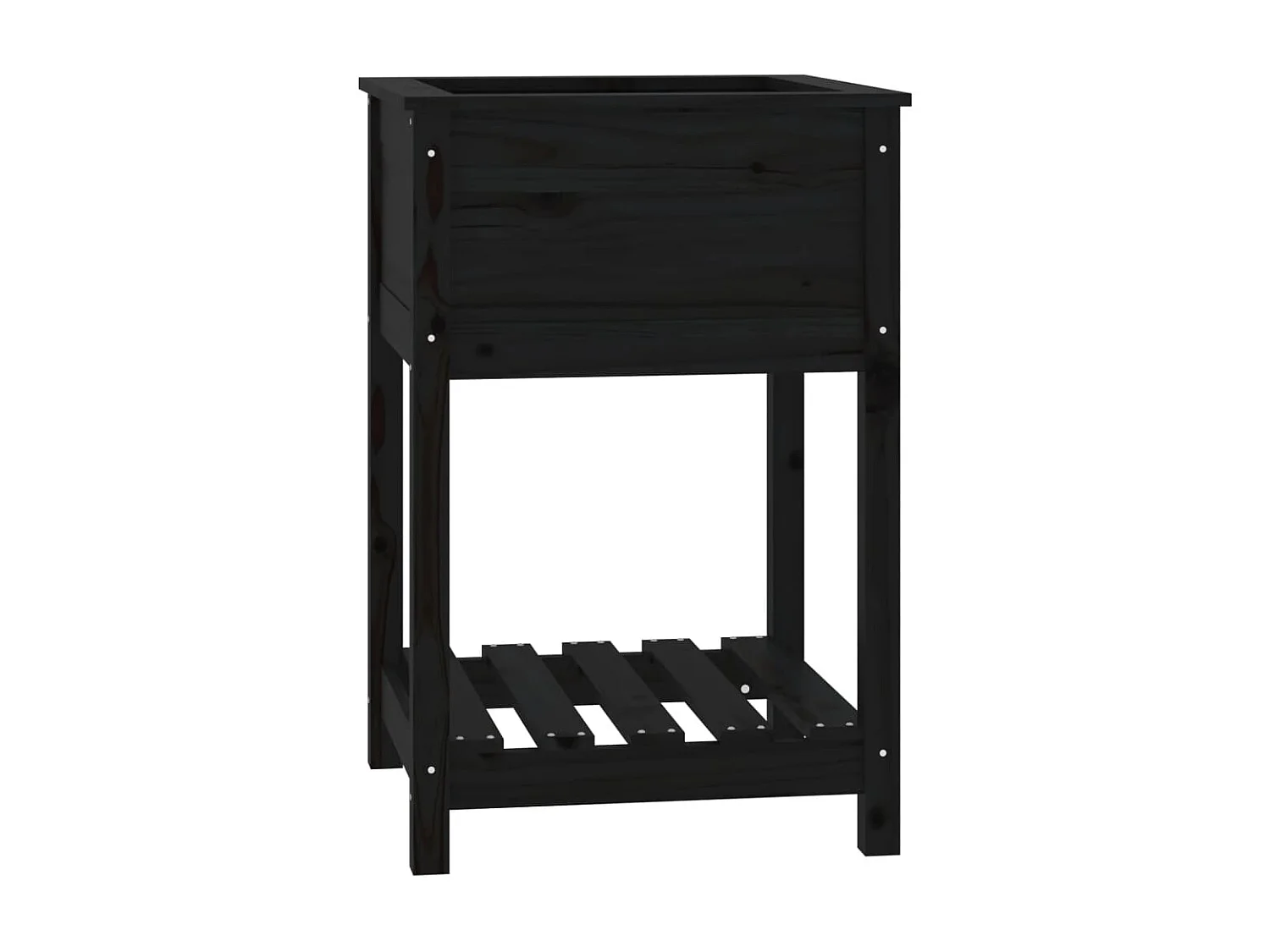 Jardinière avec étagère Noir 54x54x81 cm Bois massif de pin BE6839