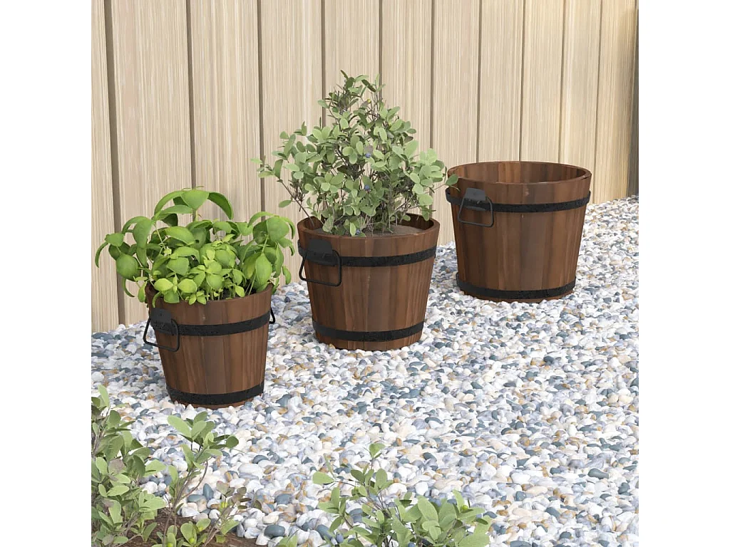 Ensemble de jardinière godet 3 pcs bois massif de sapin BE4079