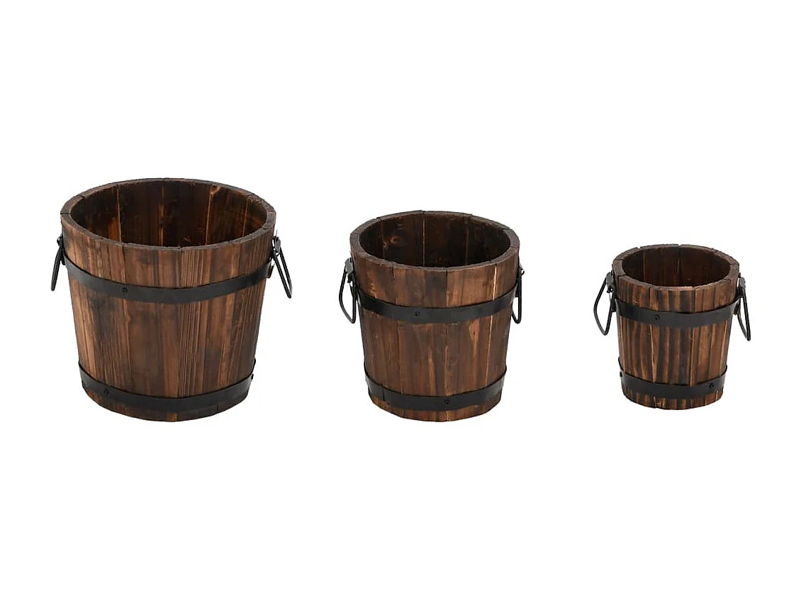 Ensemble de jardinière godet 3 pcs bois massif de sapin BE4079