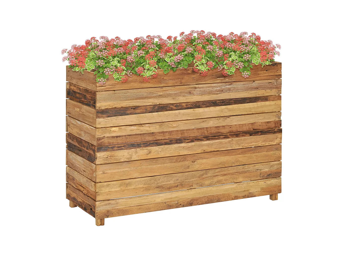 Jardinera elevado madera de teca reciclada y acero 100x40x72 cm ES39515