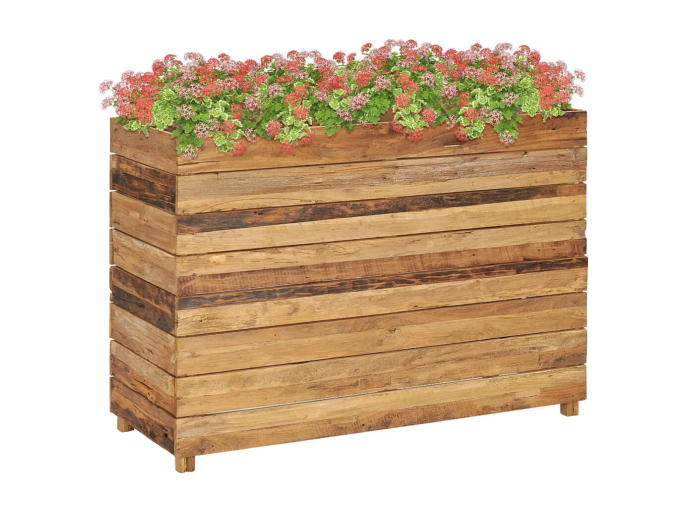 Jardinera elevado madera de teca reciclada y acero 100x40x72 cm ES39515