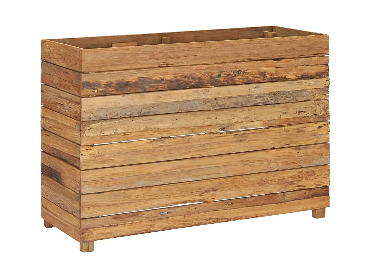 Jardinera elevado madera de teca reciclada y acero 100x40x72 cm ES39515