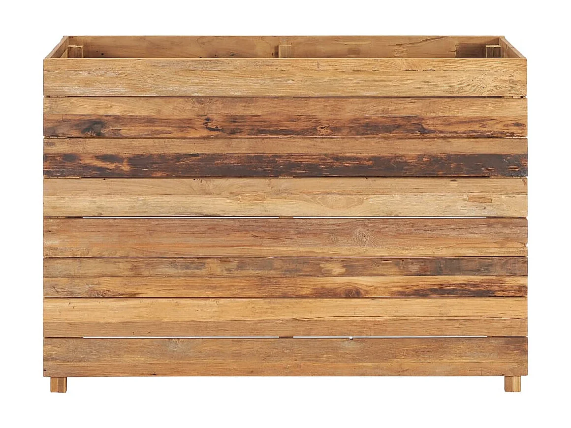 Jardinera elevado madera de teca reciclada y acero 100x40x72 cm ES39515