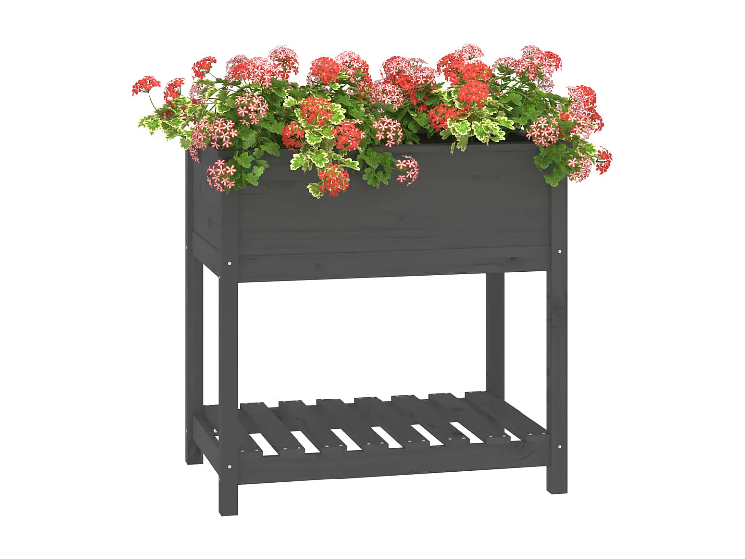 Jardinière avec étagère Gris 82,5x54x81 cm Bois massif de pin BE8179