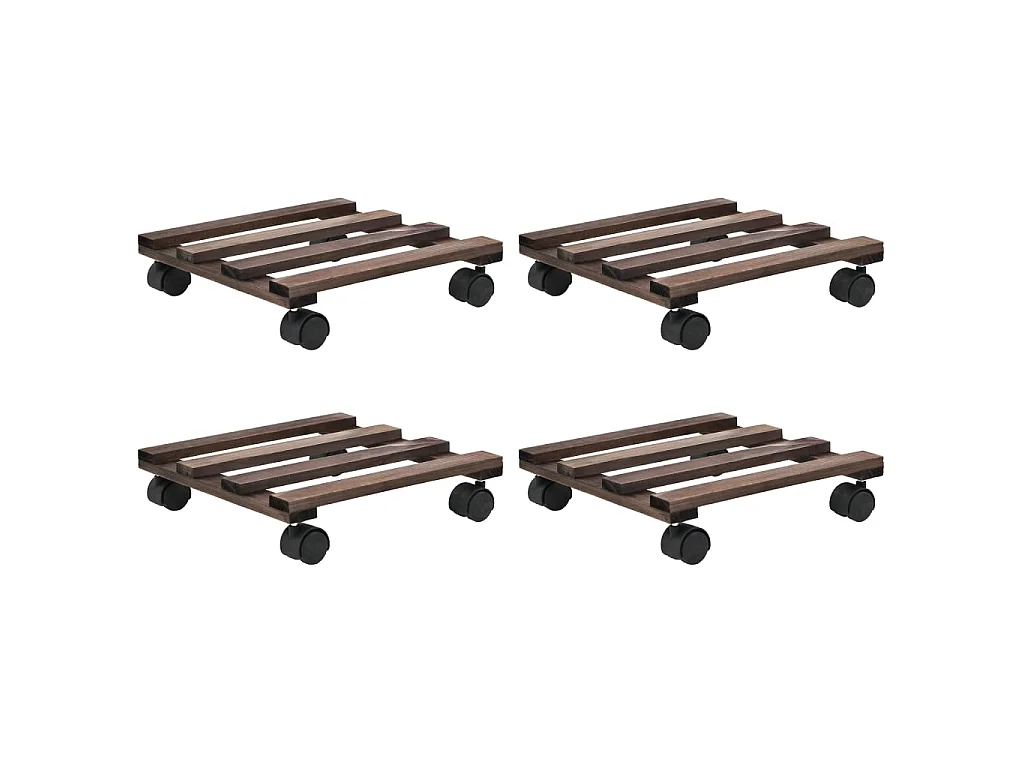 Bases com rodas p/ vasos 4 pcs madeira de cedro 25x25 cm PT797443
