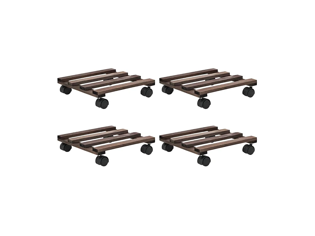 Jardinière Support roulant à plantes Bois de cèdre 4 pcs 25 x 25 cm BE2924
