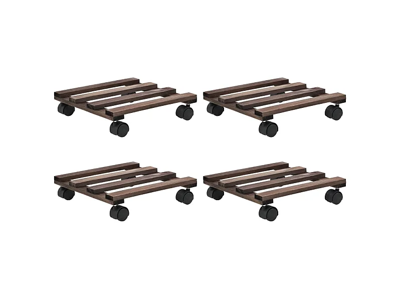 Jardinière Support roulant à plantes Bois de cèdre 4 pcs 25 x 25 cm BE2924