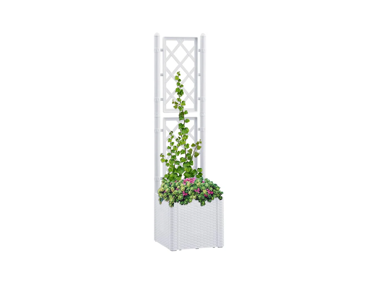 Jardinera con enrejado y sistema de riego automático blanco ES56140
