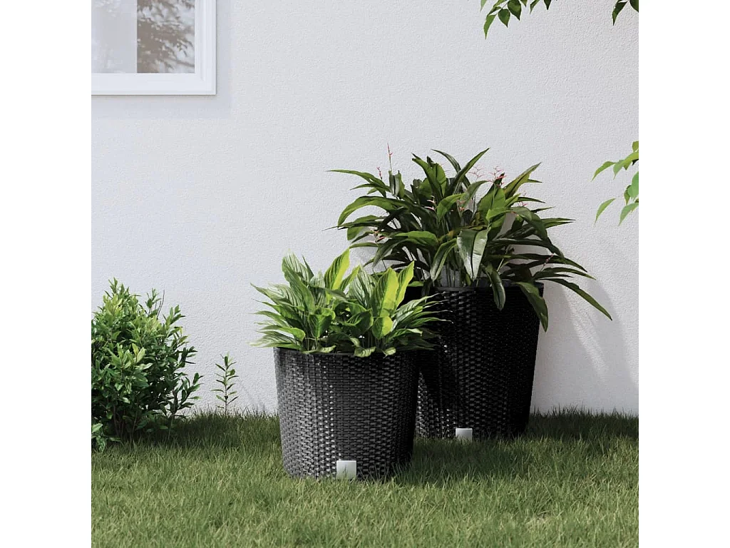Jardinière et intérieur amovible anthracite 15 /15,3 L rotin PP BE4983