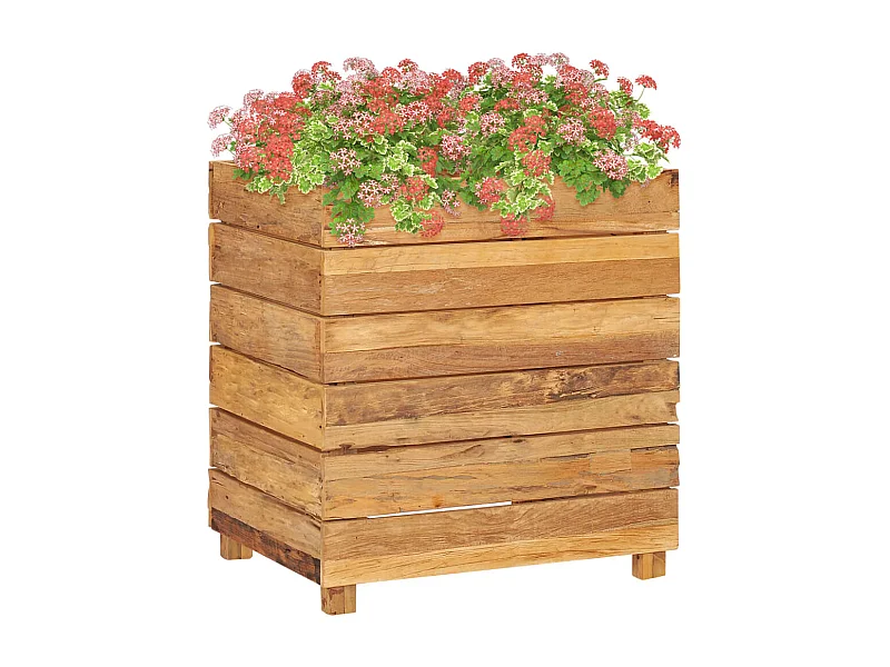 Vaso/floreira 50x40x55 cm madeira de teca reciclada e aço PT394978