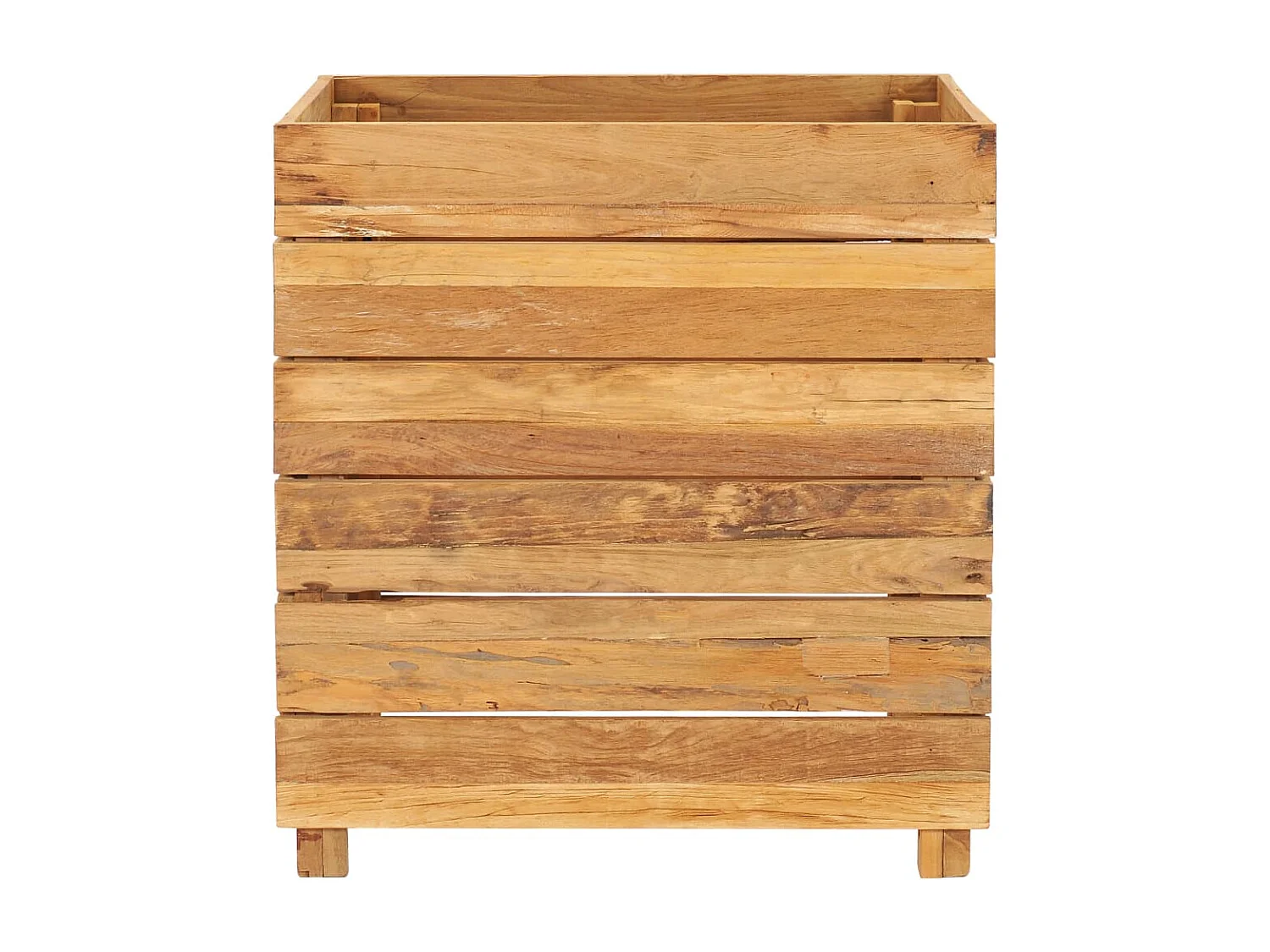 Jardinera elevado madera de teca reciclada y acero 50x40x55 cm ES77810