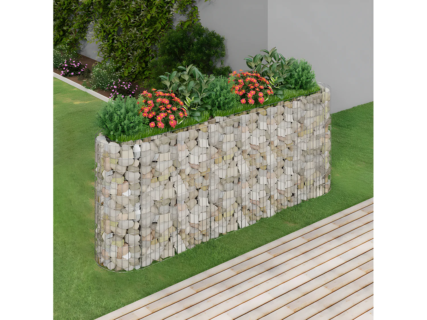 Gabion plantenbak verhoogd 260x50x100 cm gegalvaniseerd ijzer