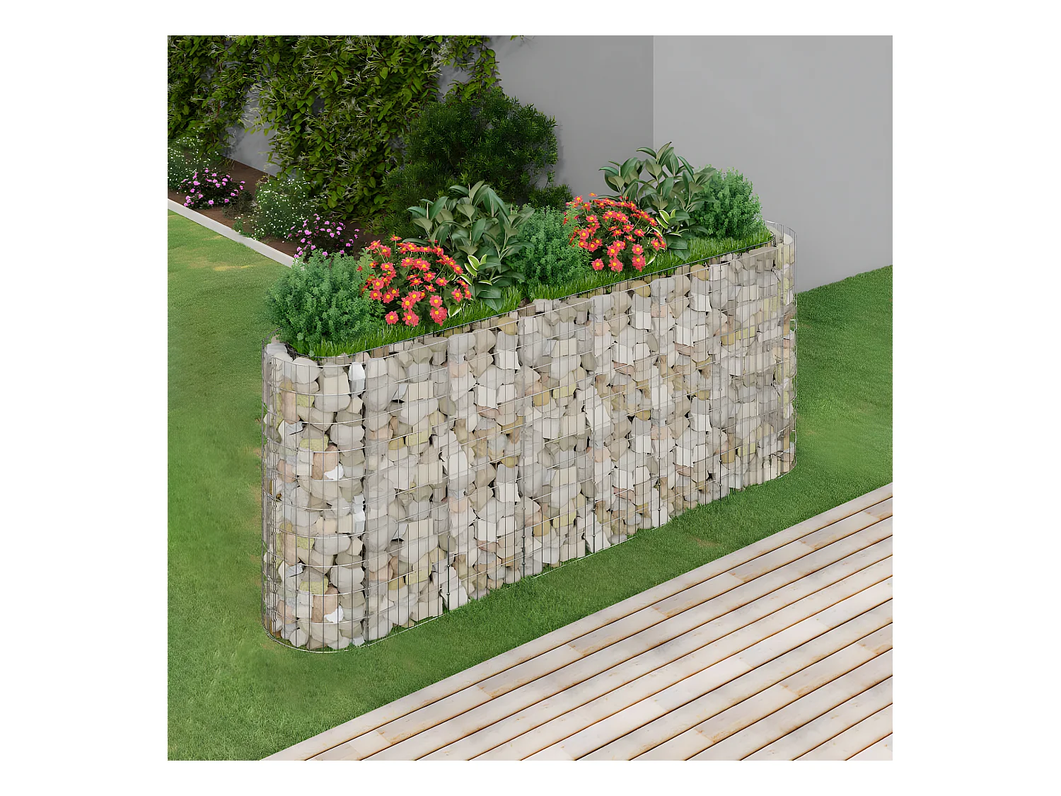 Arriate de gaviones de hierro galvanizado 260x50x100 cm ES95474