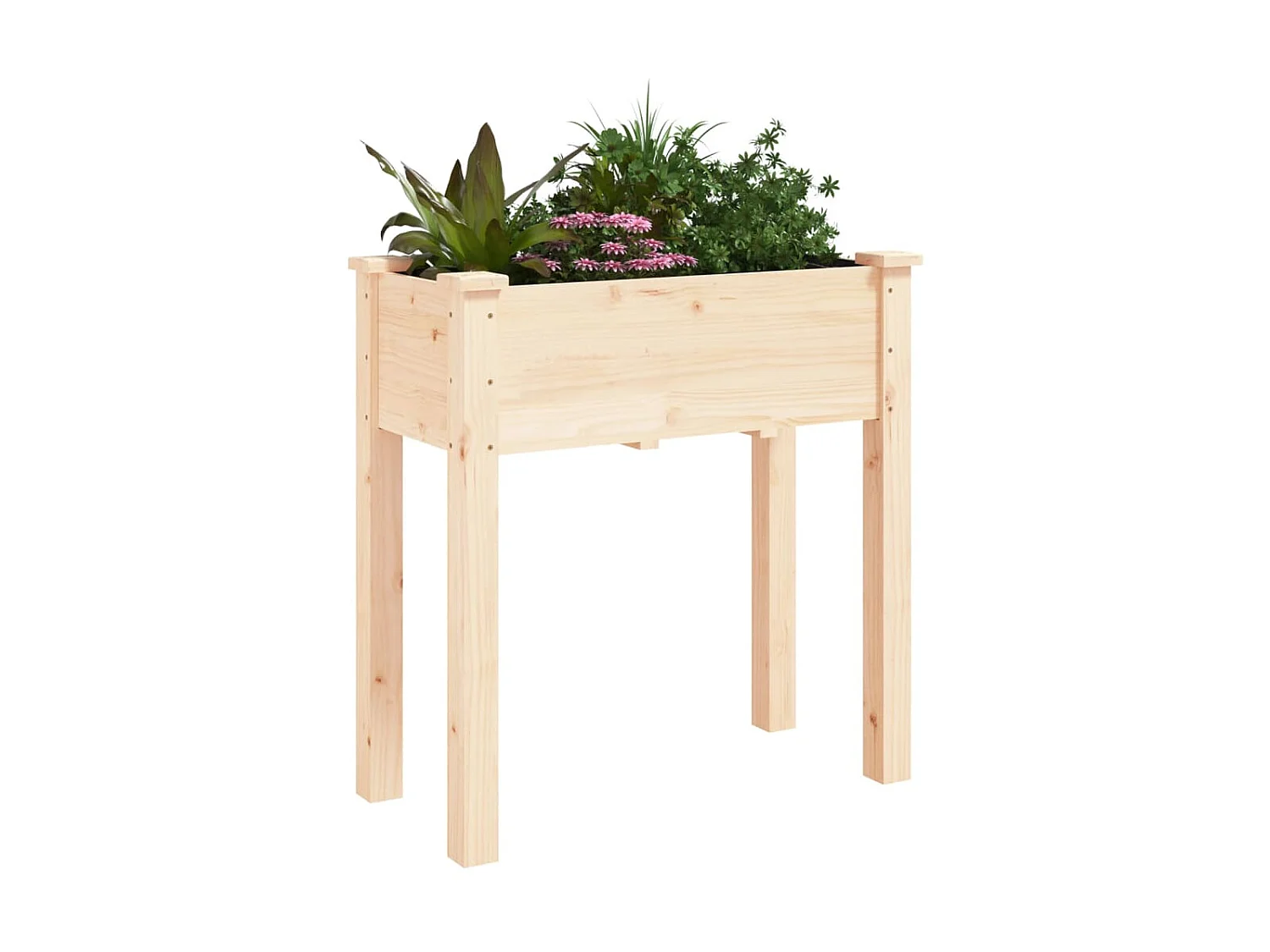 Jardinera con forro interior madera maciza de abeto 71x37x76 cm ES70802