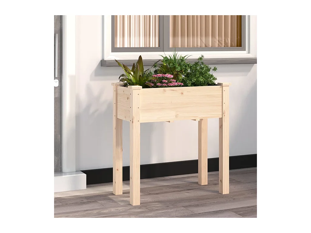 Jardinière avec doublure 71x37x76 cm bois massif de sapin BE5025