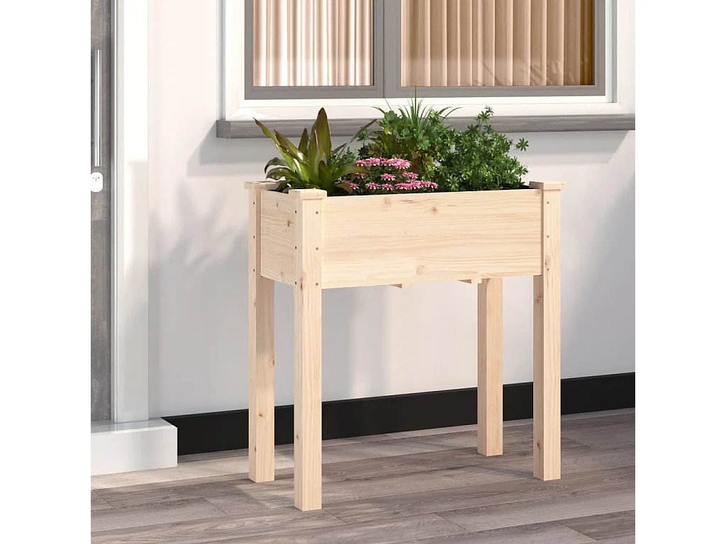 Jardinière avec doublure 71x37x76 cm bois massif de sapin BE5025