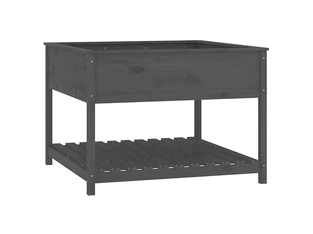 Jardinière et étagère Gris 111,5x111,5x81 cm Bois massif de pin BE1809