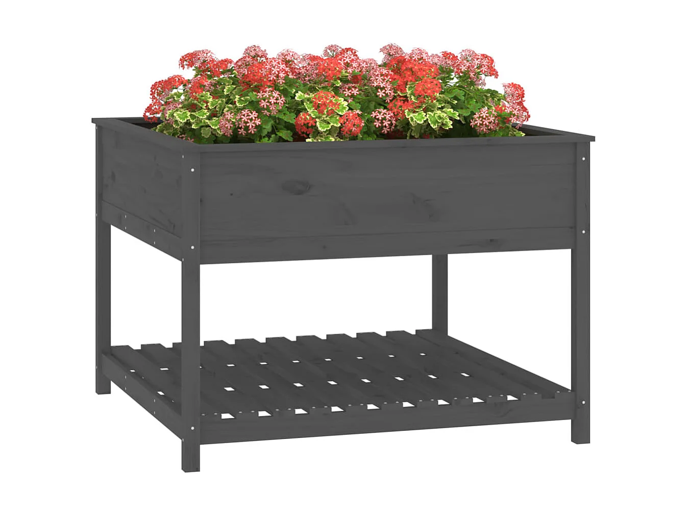 Jardinière et étagère Gris 111,5x111,5x81 cm Bois massif de pin BE1809