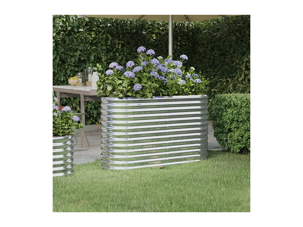 Jardinera arriate acero recubrimiento polvo plata 114x40x68 cm ES94153