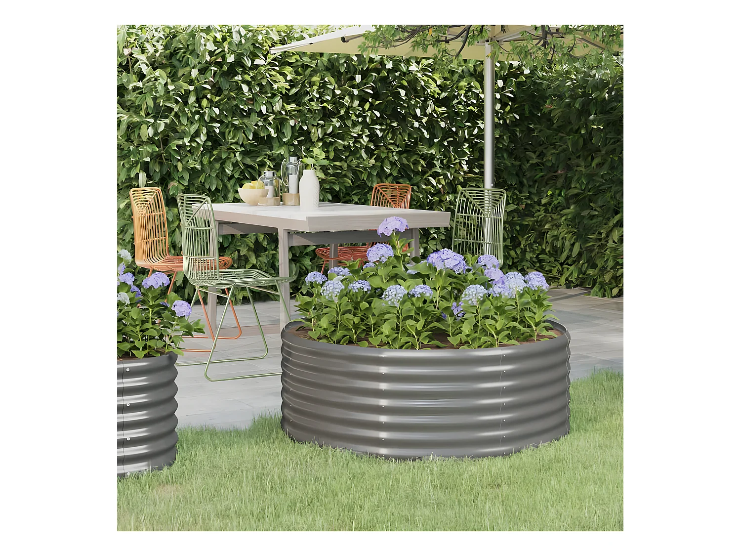 Jardinera arriate acero recubrimiento polvo gris 100x100x36 cm ES53331