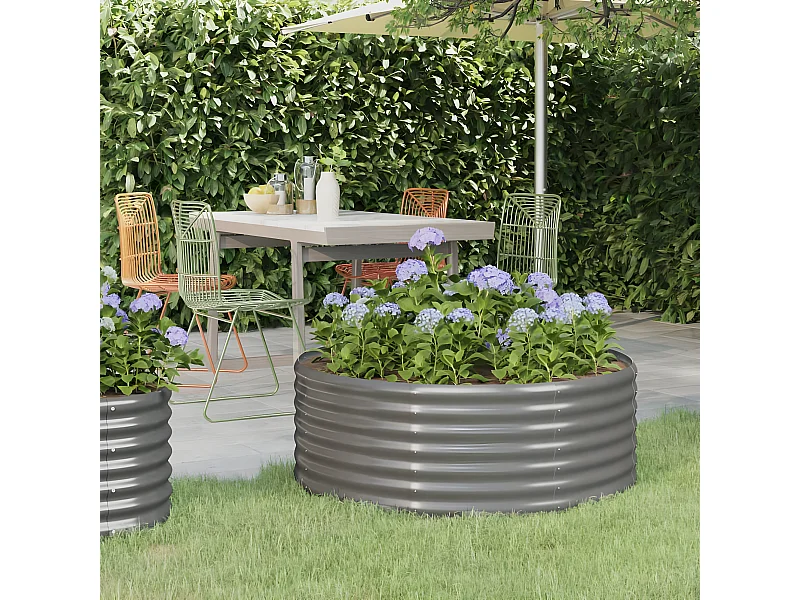 Jardinera arriate acero recubrimiento polvo gris 100x100x36 cm ES53331