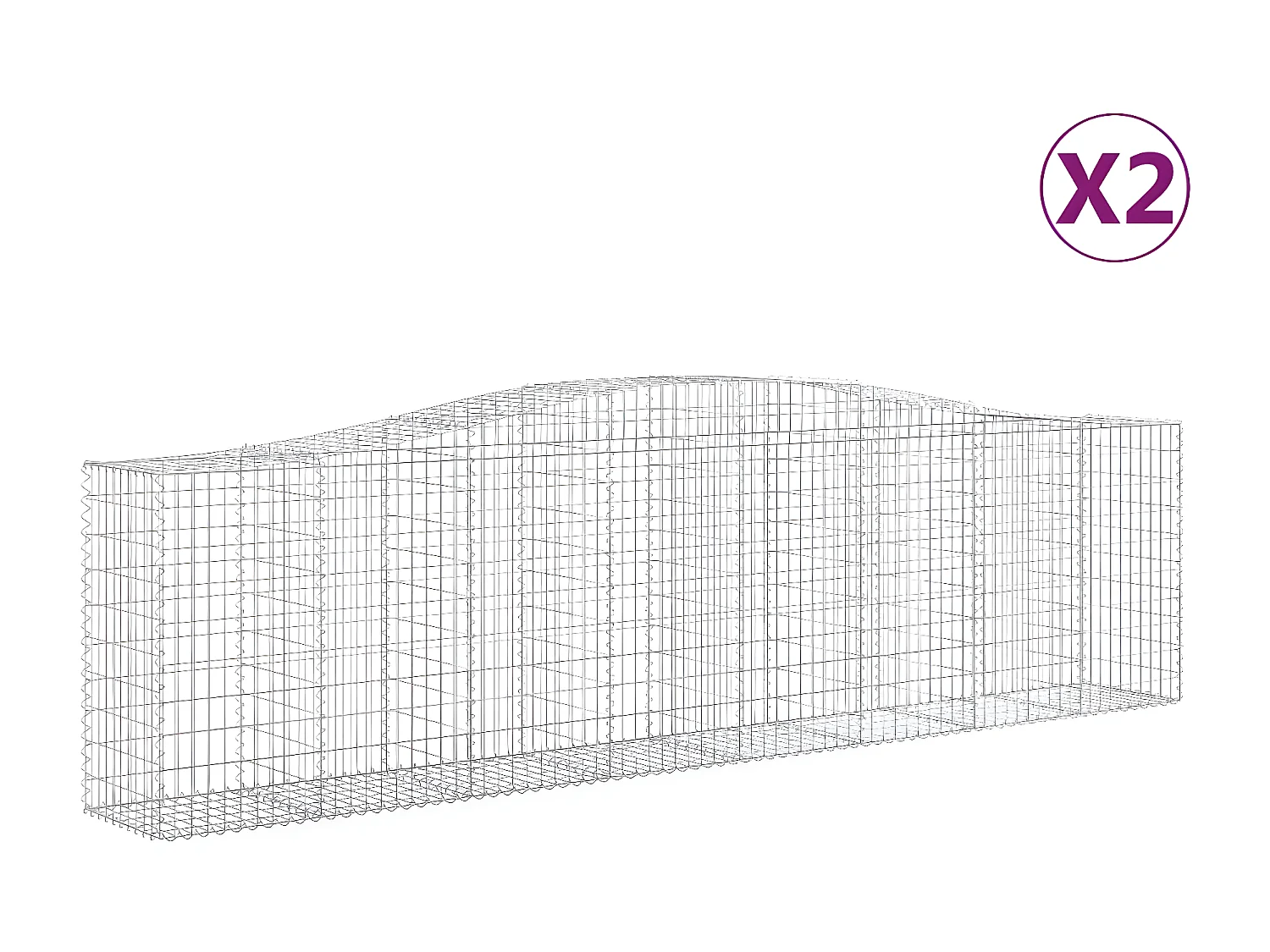 Cestas de gaviones 2 uds forma de arco hierro 400x50x100/120 cm ES14905