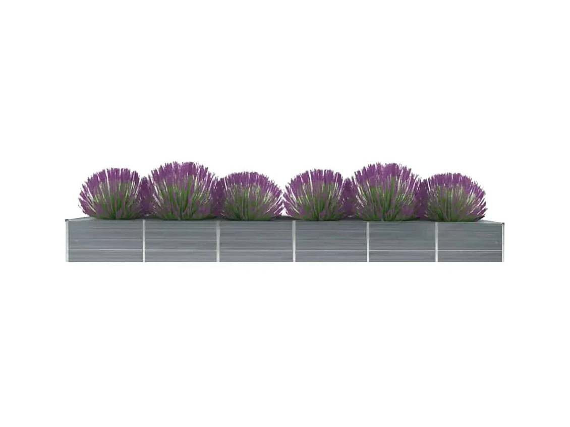 Jardinera de jardín de acero galvanizado gris 480x80x45 cm ES52575