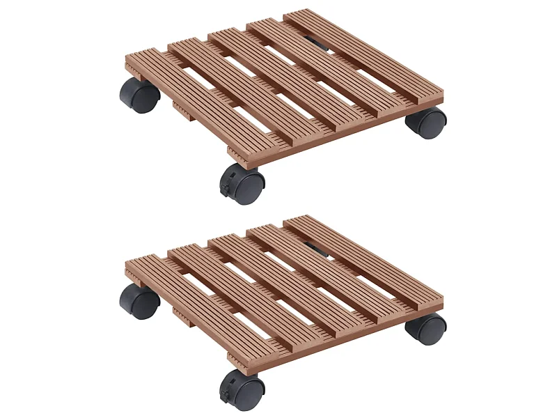 Chariots à plantes 2 pcs Marron 30x30x7,5 cm WPC BE3526