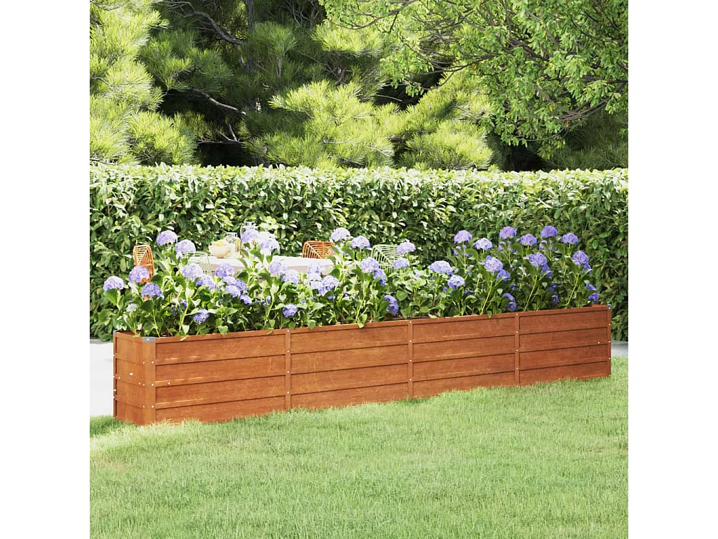 Canteiro de jardim 320x40x45 cm aço corten cor enferrujado PT812261
