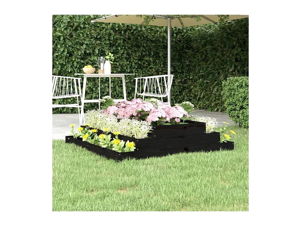 Jardinière Noir 110x110x27 cm Bois massif de pin BE6714