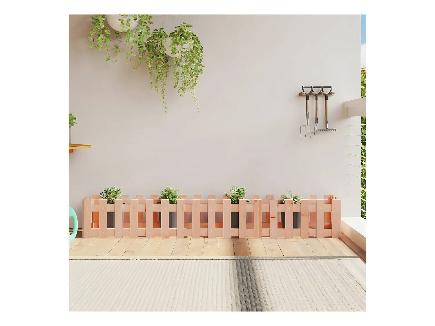 Jardinera elevado jardín valla madera maciza Douglas 200x30x30 cm ES63441