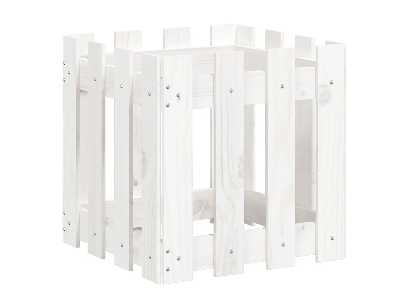 Jardinière avec design de clôture blanc 40x40x40 cm pin massif BE1748