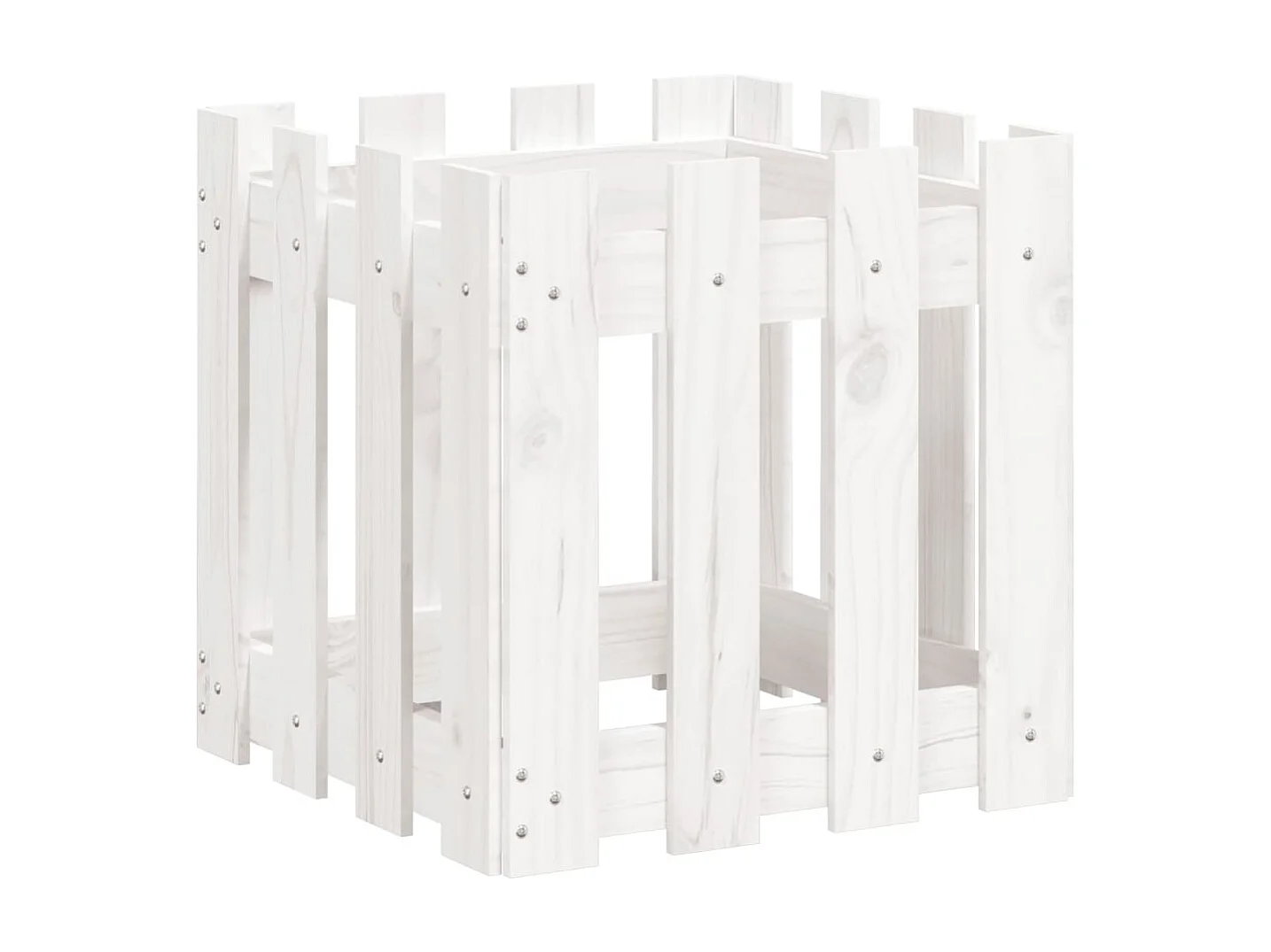 Jardinière avec design de clôture blanc 40x40x40 cm pin massif BE1748