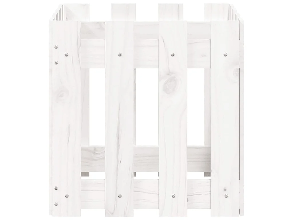 Jardinière avec design de clôture blanc 40x40x40 cm pin massif BE1748