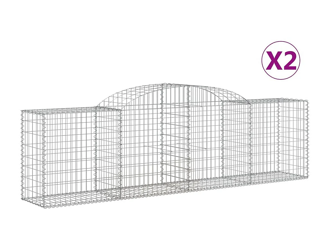 Cestas de gaviones 2 uds forma de arco hierro 300x50x80/100 cm ES16705