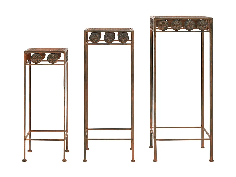 Set de supports de plantes 3 pcs Style vintage Métal rouillé  BE5017