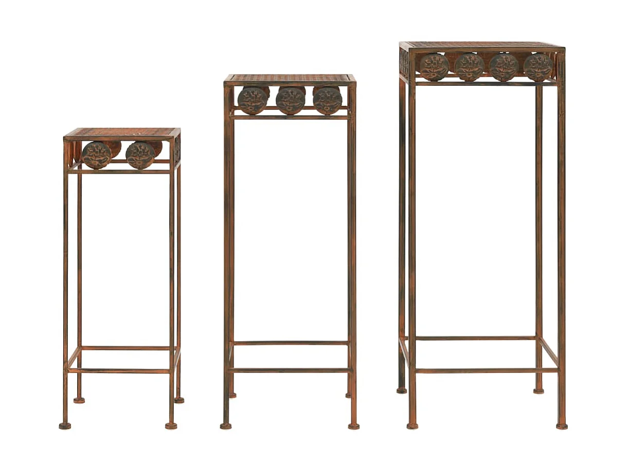 Juego de soportes de planta 3 pzas estilo vintage metal oxidado ES92457
