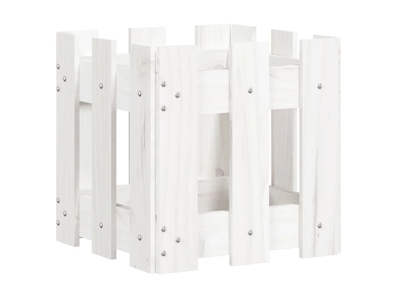 Jardinière avec design de clôture blanc 30x30x30 cm pin massif BE2964