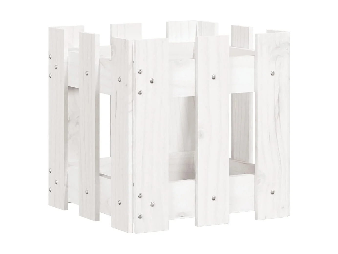 Vaso de jardim c/ design cerca 30x30x30 cm pinho maciço branco PT996430