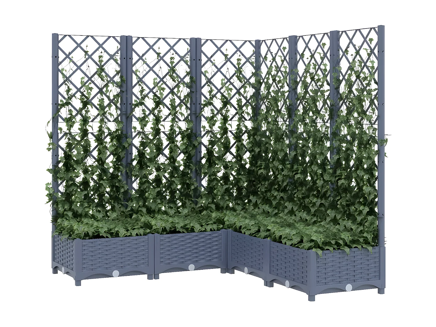 Jardinière avec treillis Gris foncé 120x120x121,5 cm PP BE3964