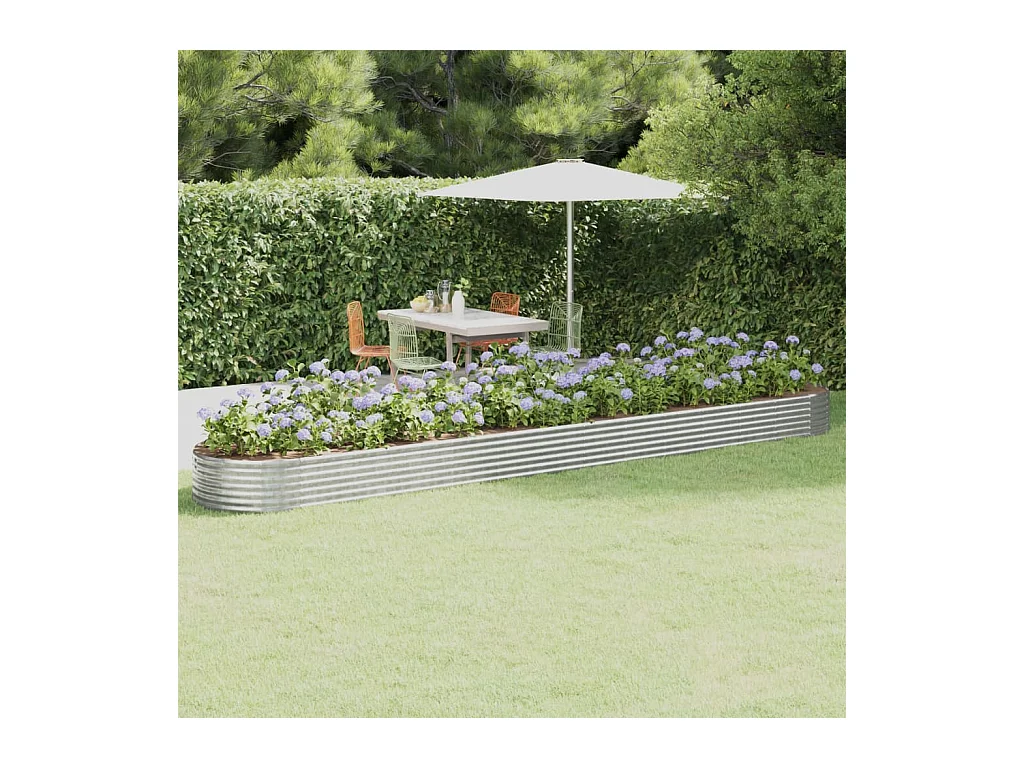 Jardinera arriate acero recubrimiento polvo plata 544x100x36 cm ES83862