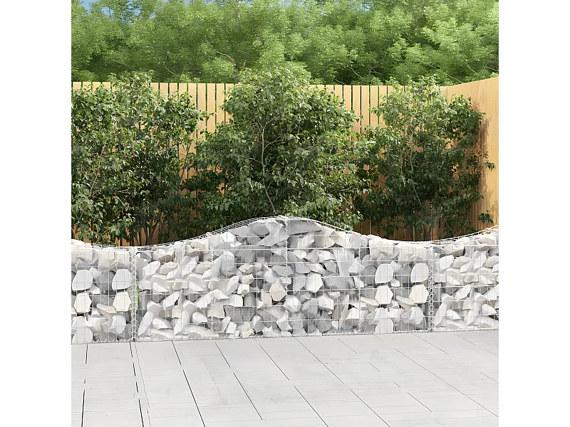 Paniers à gabions arqués 4 pcs 200x30x60/80 cm Fer galvanisé WVGQ9249