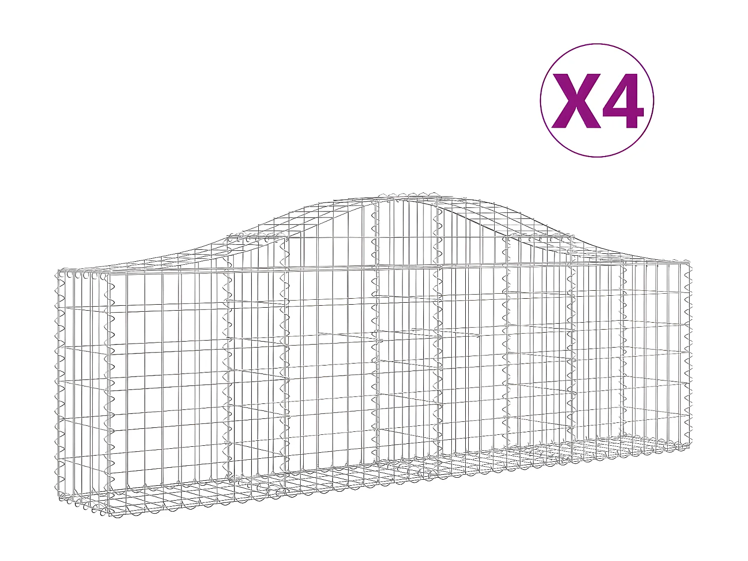 Paniers à gabions arqués 4 pcs 200x30x60/80 cm Fer galvanisé WVGQ9249