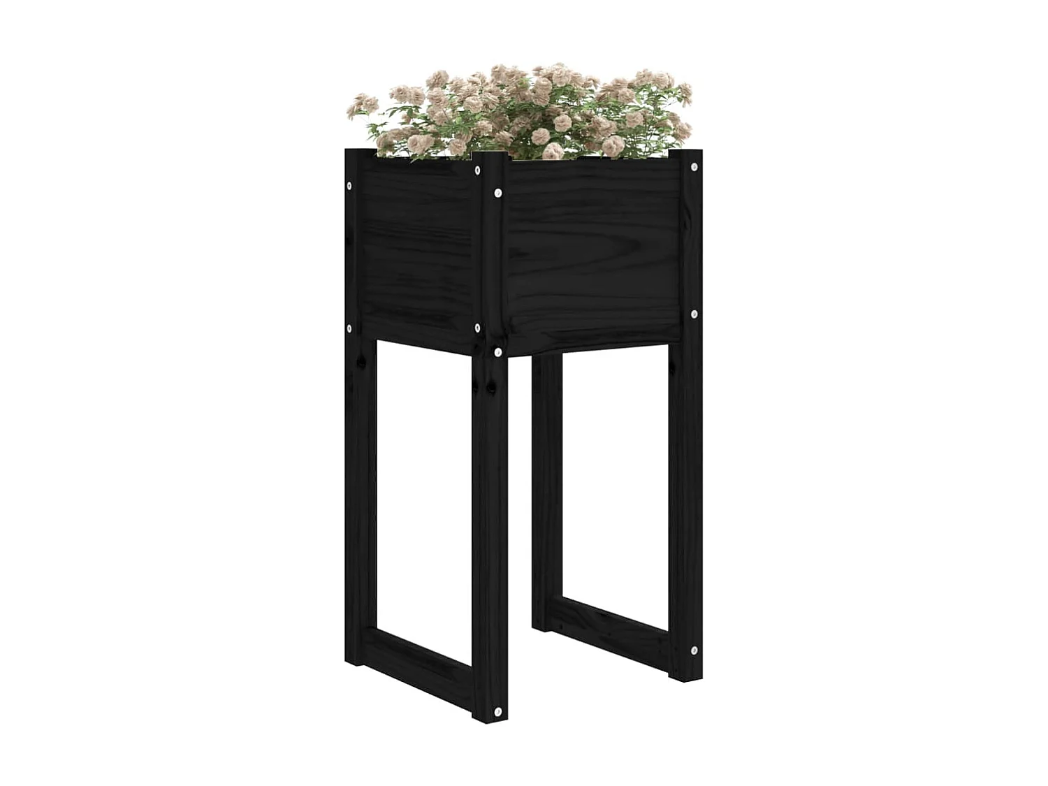 Jardinière Noir 40x40x81 cm Bois massif de pin BE9374