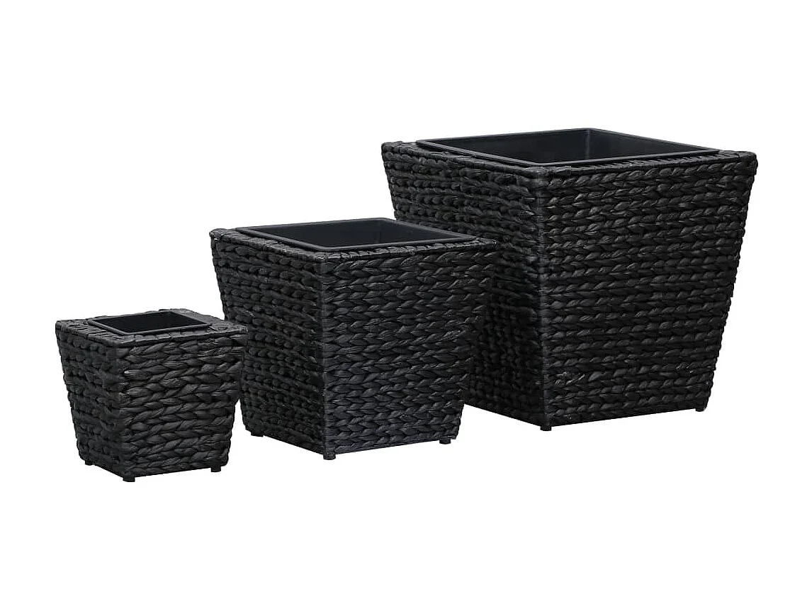 Conjunto de Jardineras 3 piezas jacinto de agua negro ES14241