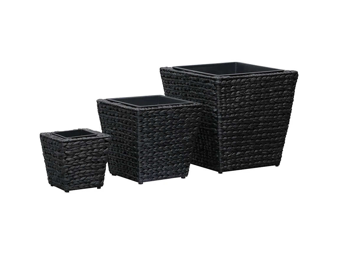 Conjunto de Jardineras 3 piezas jacinto de agua negro ES14241